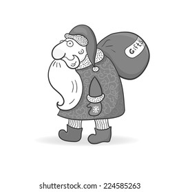 Santa Claus in doodle style, vector illustration on Christmas theme, cartoon character isolated from background