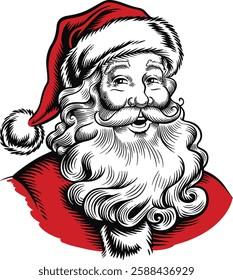 Santa Claus drawing line art black and white stock photos