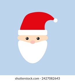 Santa Claus is dressed in a red costume hat and has a white beard