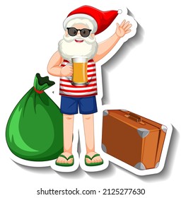 Santa Claus drinking beer in summer theme  illustration