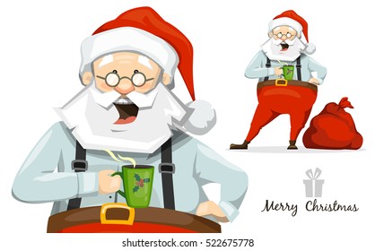 Santa Claus drinking hot coffee