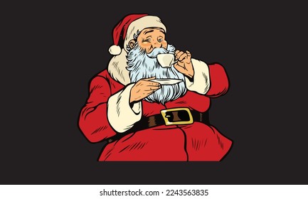 Santa claus drinking tea or coffee isolated vector image
