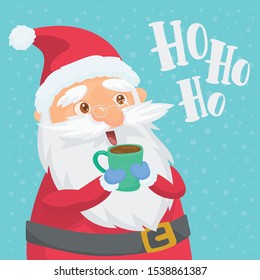 Santa Claus drinking tea from a mug