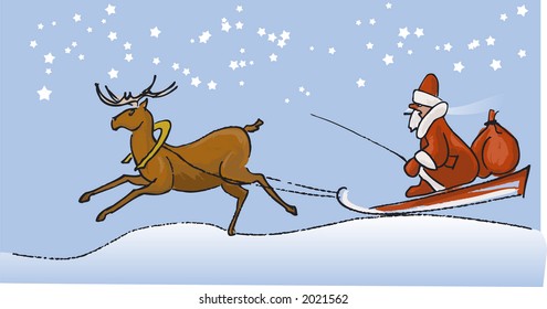 santa claus to drive in a sledge, vector trace