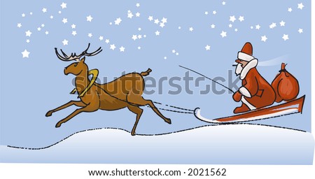 santa claus to drive in a sledge, vector trace
