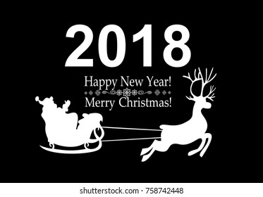 Santa Claus driving in a sledge. 2018 Meryy christmas and happy new year 