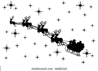 Santa Claus driving in a sledge