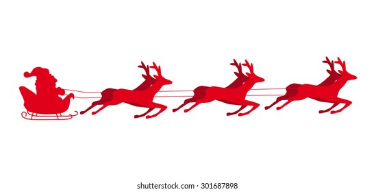 Santa Claus driving in a sledge with stars