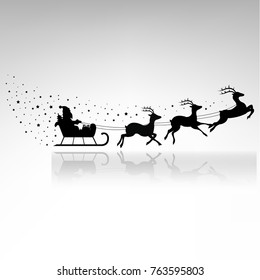 Santa Claus Driving In A Sledge, Vector Illustration