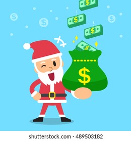 Santa Claus Earning Money Stack