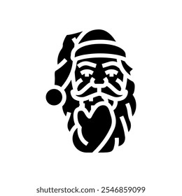 santa claus eating cookies glyph icon vector. santa claus eating cookies sign. isolated symbol illustration