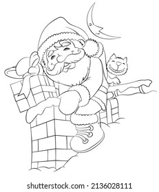 Santa Claus. Element for coloring page. Cartoon style.