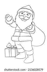 Santa Claus. Elemento para colorear página. Estilo de caricatura.