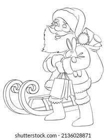Santa Claus. Elemento para colorear página. Estilo de caricatura.
