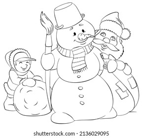 Santa Claus. Element for coloring page. Cartoon style.