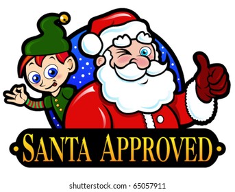 Santa Claus And Elf Approved Seal / Mark / Icon