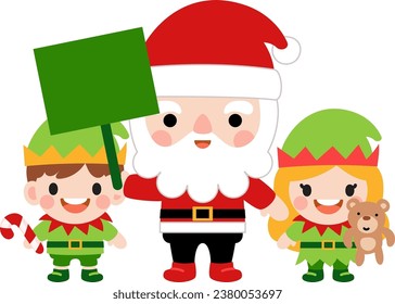 Santa Claus and Elf clipart, Merry Christmas and happy new year