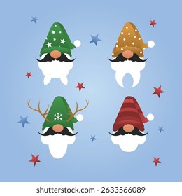 santa claus elf gnomes face character by tulangbercabang studio