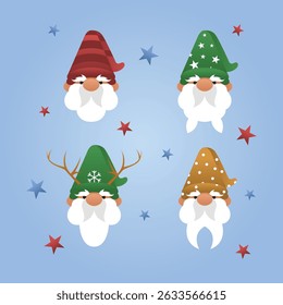 santa claus elf gnomes face character by tulangbercabang studio