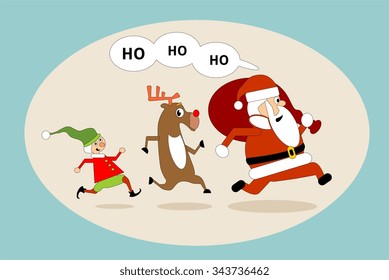 santa claus  elf winter gift new celebration  deer run speed, caught