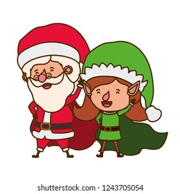 santa claus with elf woman moving avatar character