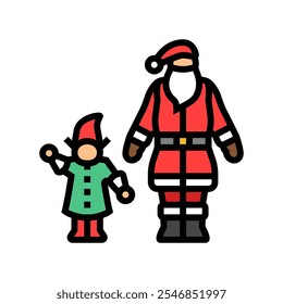 santa claus elves color icon vector. santa claus elves sign. isolated symbol illustration