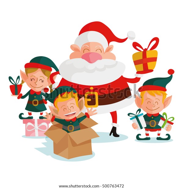 Santa Claus Elves Vector Illustration Stock Vector (Royalty Free ...