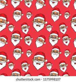 santa claus emoji seamless pattern with red backround vector