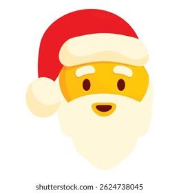 Santa claus emoji wearing red hat, with bushy white beard and rosy cheeks, is smiling