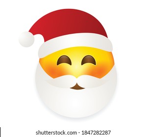 Santa Claus emoticon vector illustration isolated on white background. Santa emoji. Winter Holidays Emoticon. Santa Clause smiley.