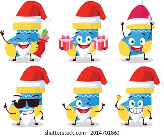 Santa Claus emoticons with baby blue socks cartoon character. Vector illustration