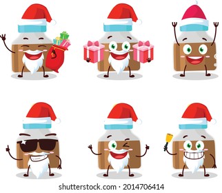 Santa Claus emoticons with baby pacifier with choco milk cartoon character. Vector illustration