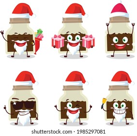 Santa Claus emoticons with black pepper bottle cartoon character. Vector illustration