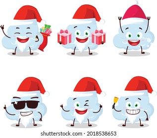 Santa Claus emoticons with blue cloud cartoon character. Vector illustration