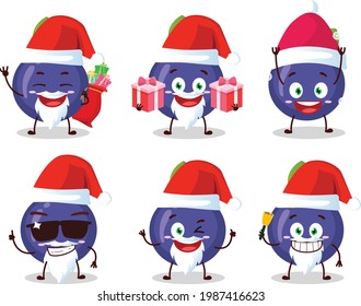 Santa Claus emoticons with blueberry cartoon character. Vector illustration