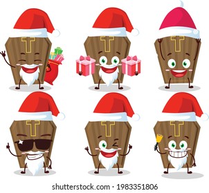 Santa Claus emoticons with coffin cartoon character