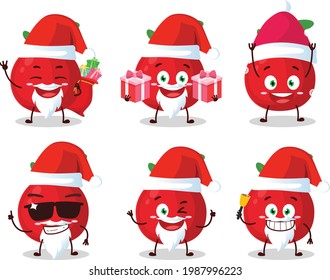 Santa Claus emoticons with cranberry cartoon character. Vector illustration