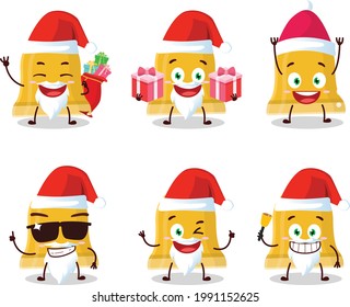 Santa Claus emoticons with gold bell cartoon character. Vector illustration