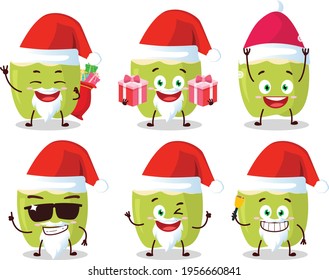 Santa Claus emoticons with green coconut cartoon character