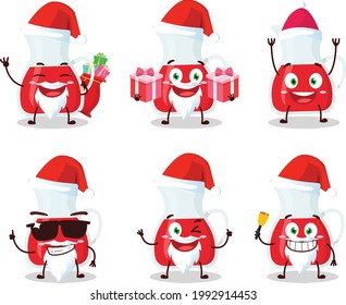 Santa Claus emoticons with jug of cranberry juice cartoon character. Vector illustration