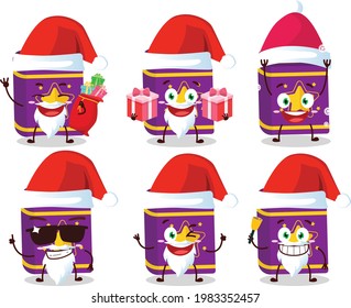 Santa Claus emoticons with magic book cartoon character