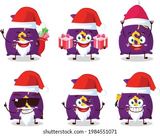 Santa Claus emoticons with magic money sack cartoon character