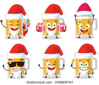 Santa Claus emoticons with mug of beer cartoon character