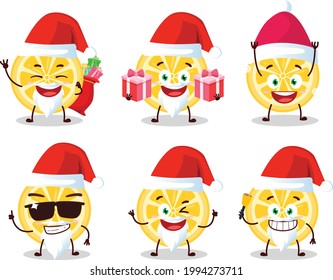 Santa Claus emoticons with orange cartoon character. Vector illustration