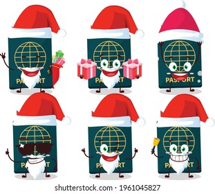 Santa Claus emoticons with passport cartoon character