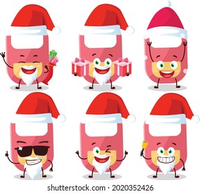 Santa Claus emoticons with pink baby appron cartoon character. Vector illustration