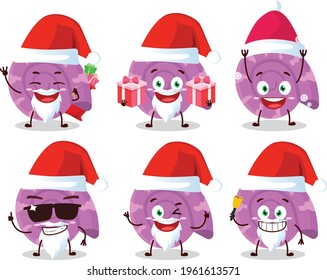 Santa Claus emoticons with purple clam cartoon character