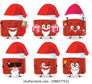Santa Claus emoticons with red plastic tray cartoon character. Vector illustration