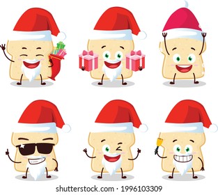 Santa Claus emoticons with slice of bread cartoon character. Vector illustration