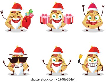 Santa Claus emoticons with slice of pizza cartoon character